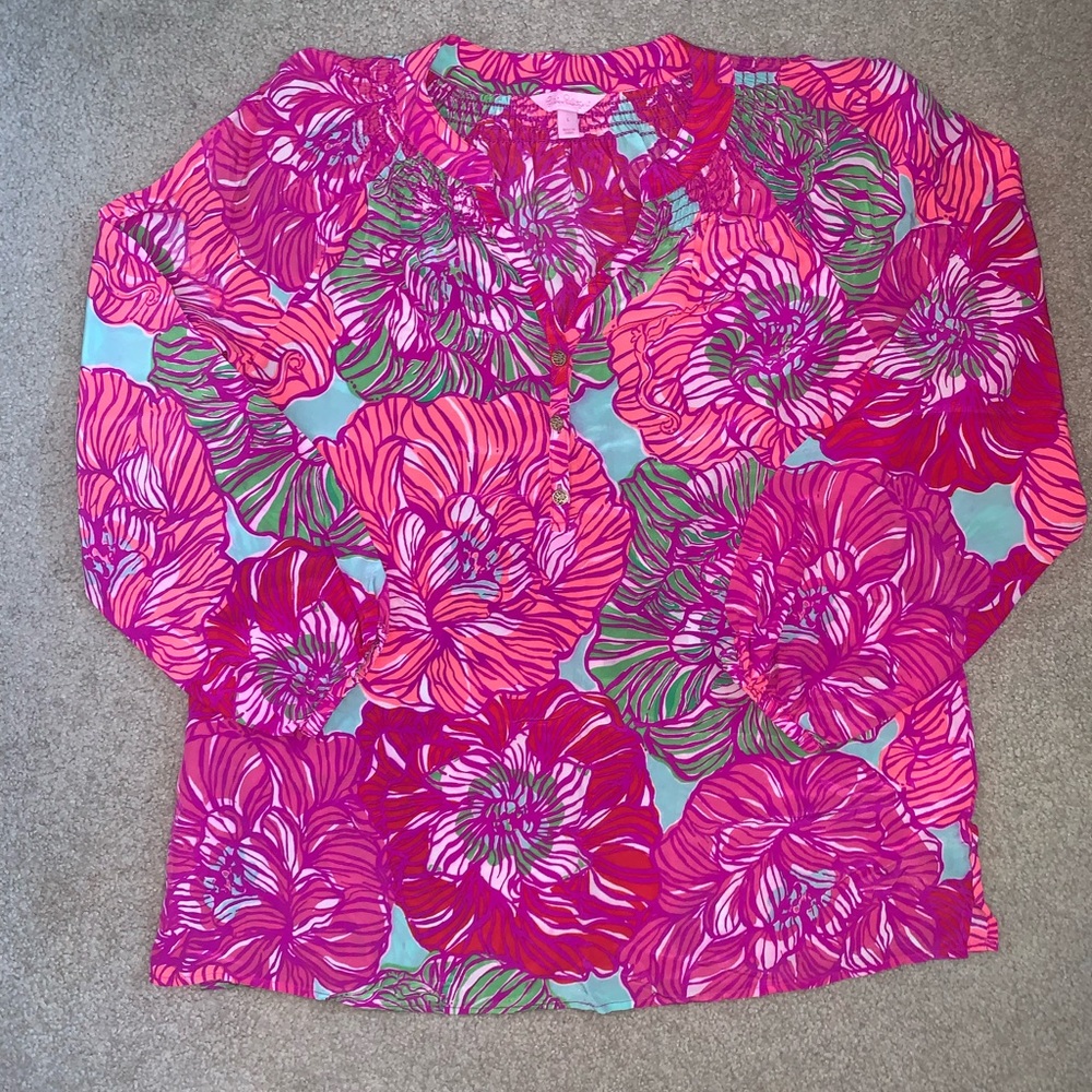 Lilly Pulitzer Multi Color Flower Blouse